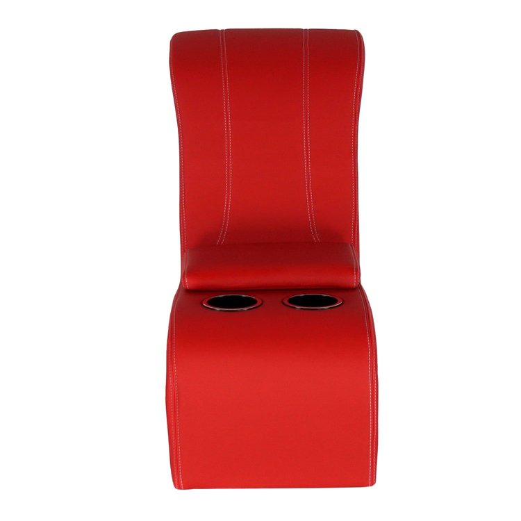 RM-CA26 Truck Console with Cupholders and with Storage Red Vinyl White Thread