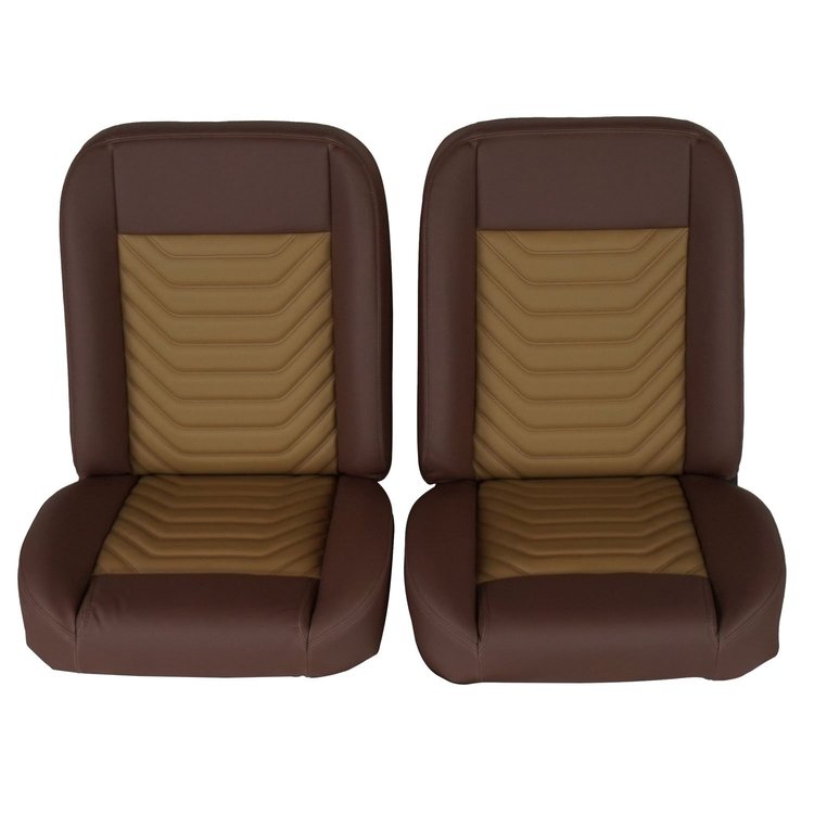 RM-UA35X3 Low Back Bucket Sport Mod I Seats Brn Vinyl Wide Camel/Beige Insert Brn Thread