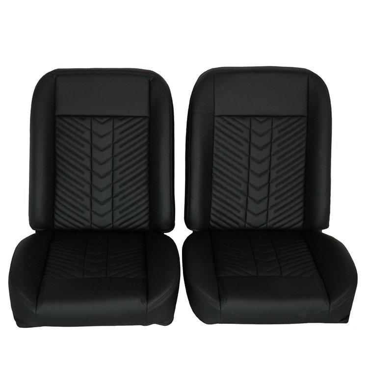 RM-UB11X1 Low Back Bucket Sport Mod II Seat Set Black Vinyl Narrow Black Insert Black Thread