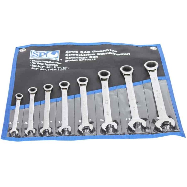 8-Piece Gear-Drive Speed-Drive Combination Wrench Set
