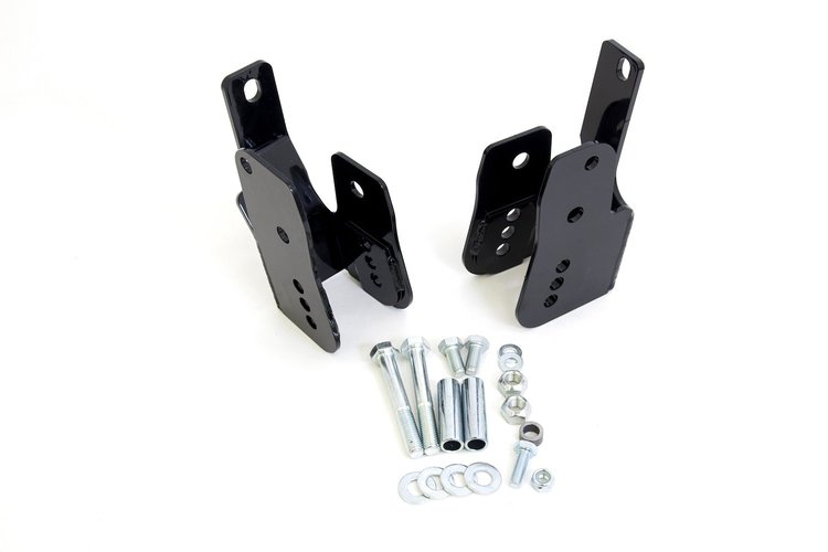 1060-B Bolt-in control arm relocation brackets; Black
