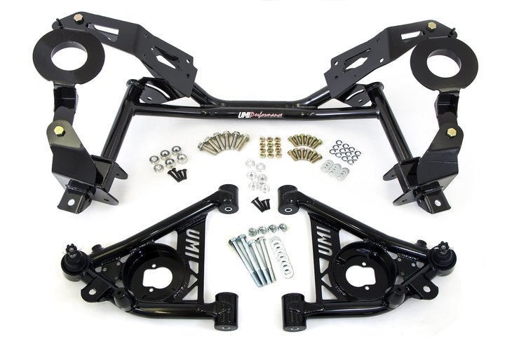 240131-B 1982-1992 GM F-Body Tubular K-member & A-arm Package, Factory Springs; Black