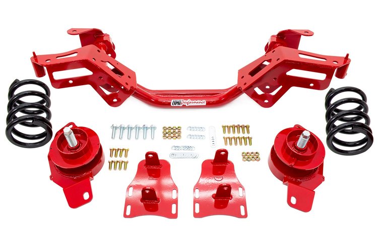 2414-3-R 1982-1992 GM F-Body Tubular LS K-Member, Weight Jacks, 1050lb; Red