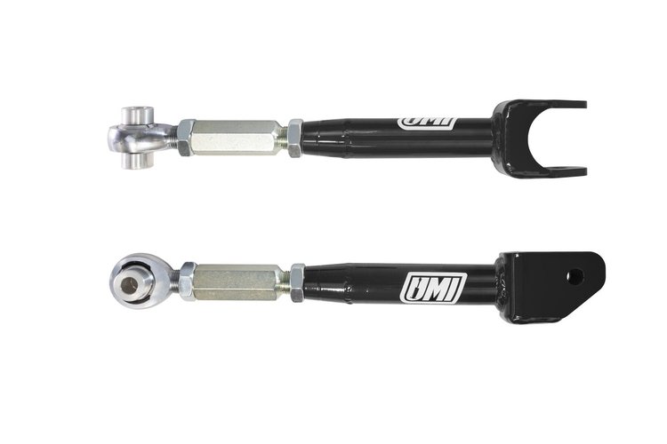 2542-B Camaro Rear Lower Trailing Links, Adjustable, Rod Ends, Black; Black