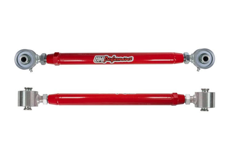 2544-R Camaro Rear Toe Rods, Adjustable, Roto-Joint, Red; Red