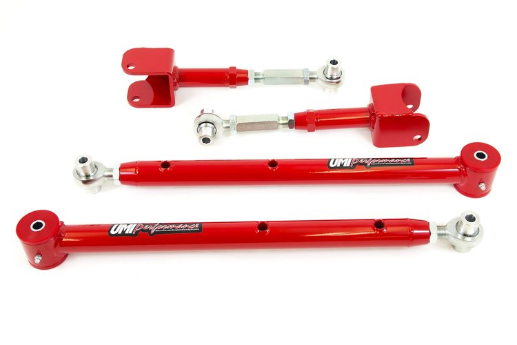 401419-R 1964-1967 GM A-Body Adjustable Upper & Lower Control Arm Kit; Red