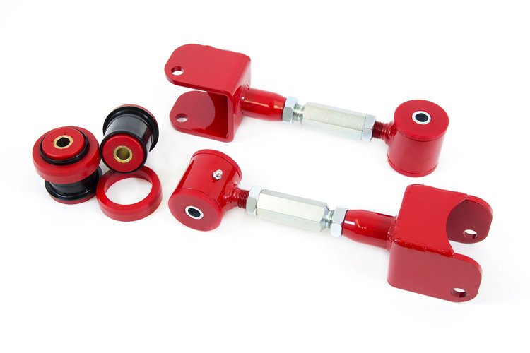 On-car adjustable arms feature poly bushings on the chassis side and include UMI P/N 3000 for the ax