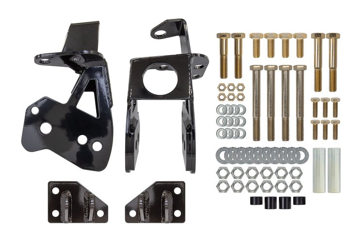 4057 1964-1972 GM A-Body Rear Coilover Bracket Kit; Black