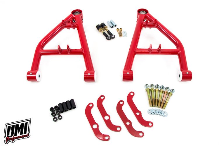 4062-1-R 1964-1972 GM A-Body Tubular Lower A-Arms, Corner Max, Tall Ball Joint; Red