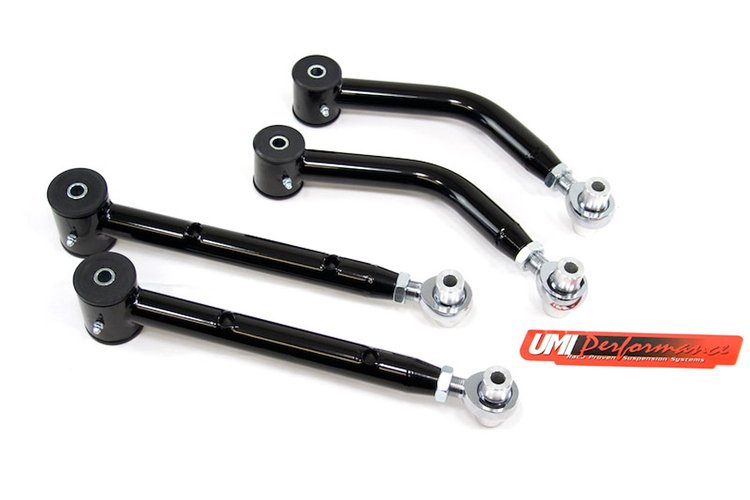 501619-B Adjustable Upper & Lower Control Arm Kit 71-75 GM H-Body; Black