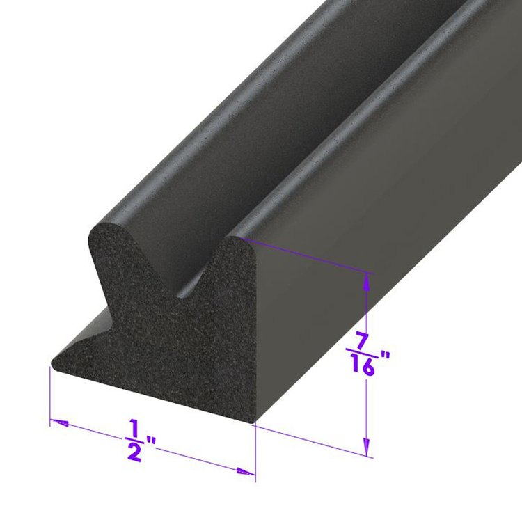 LP 41-B Door Side Seal, Smooth, Black, Skin-Covered Sponge