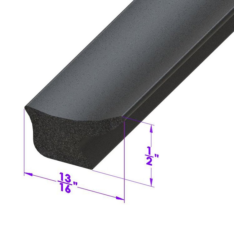 LP 41-M Door Side Seal, Smooth, Black, Skin-Covered Sponge
