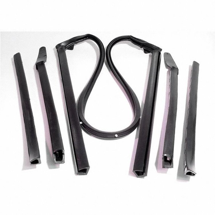 Molded Roof Rail Seals for Convertibles. 5-Piece set includes all right and left side top rail seals