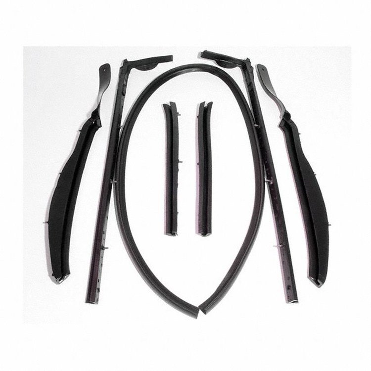 Convertible Top Roof Rail Kit. 7-Piece set includes all right and left side top rail seals and winds