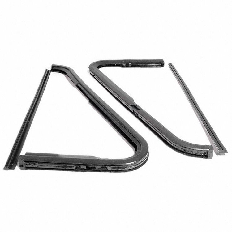 Front Vent Window Seals w/ Vertical Division Bar. 15-11/16 In. long 26-1/2 In. long. 4-Piece set R&L