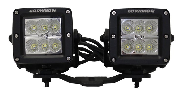 Hood Hinge Mounted Light Brackets for 3 x 3 In. Dual LED Lights fits 2018 Jeep Wrangler JL