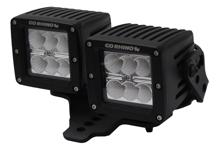 Offset Hood Hinge Mounted Brackets for 3 x 3 In. Dual LED Lights fits 2018 Jeep Wrangler JL