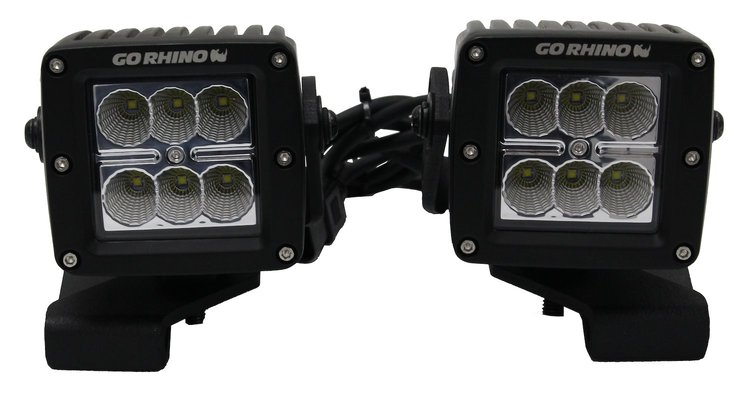 Center Hood Mounted Light Brackets for Single 3 In. Cube LED Lights fits 2018 Jeep Wrangler JL