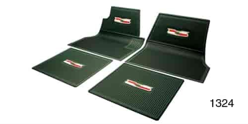 Custom Green Rubber Floor Mats with Crest Logo for 1955-1957 Chevy Tri-Five