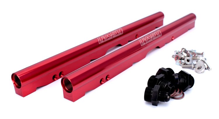 LSXR Billet Fuel Rail Kit LS2 Red with Fittings, O-Rings, Hardware