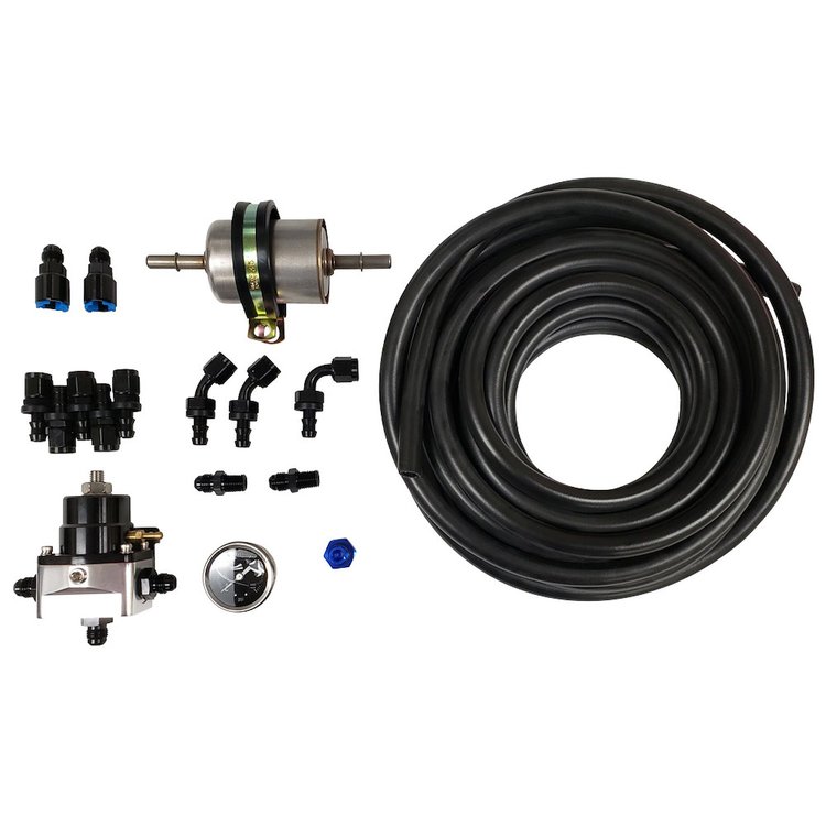 AFPR-LINE-KIT45 EFI Fuel Line Kit with Bypass Regulator and Gauge & 2 45 Fittings