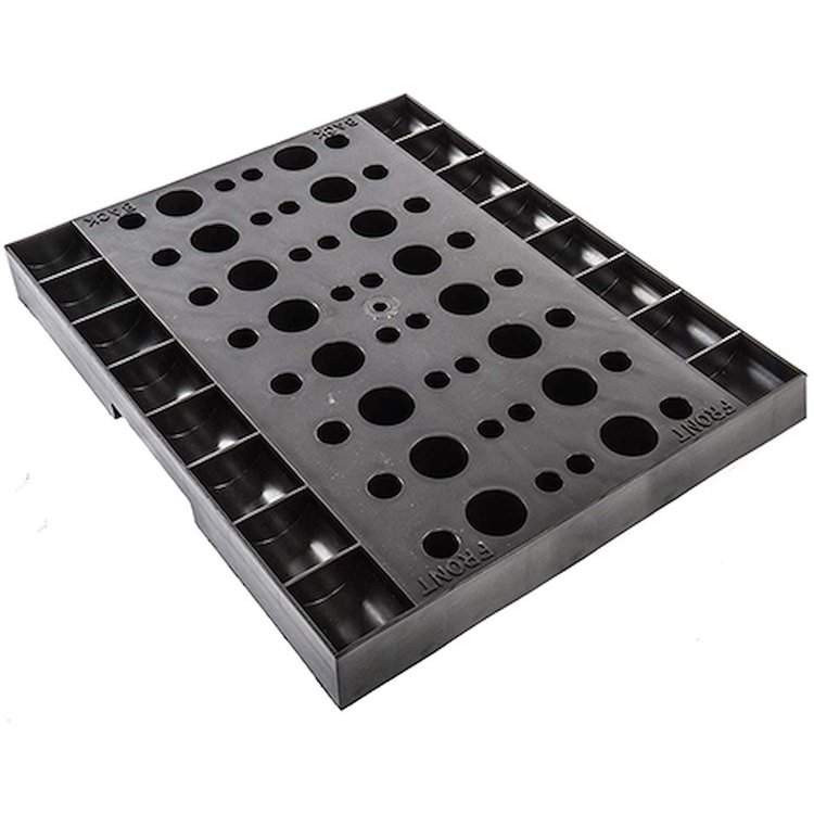 Valve Train Organizer Holds Pushrods, Rocker Arms, Rocker Arm Nuts, and Valve Locks