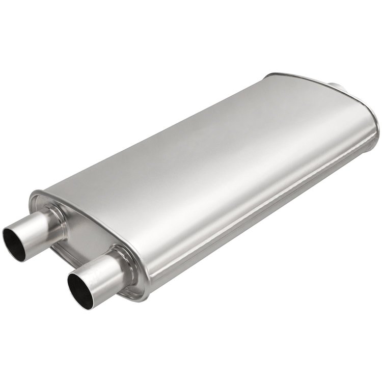 100-5021 Universal Exhaust Muffler Oval Inlet/Outlet: 3 in., 2.25 in., Center, Dual