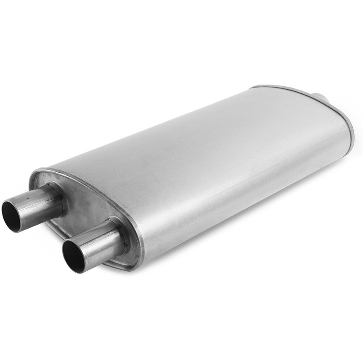 101-1176 Universal Exhaust Muffler Oval Inlet/Outlet: 3 in., 2.25 in., Center, Dual