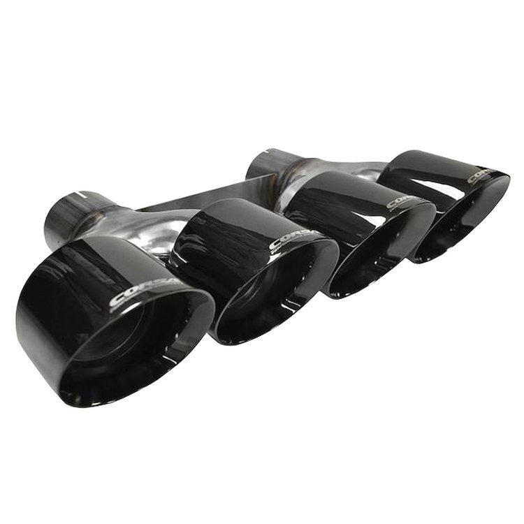 14062BLK Pro Series Clamp-On Exhaust Tip 2.750 in. Dual Inlet/4.500 in. Quad Outlet