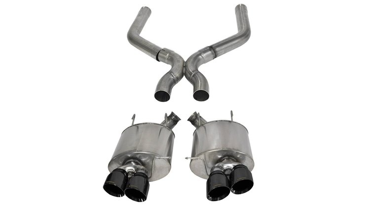 14323BLK Axle-Back+X-Pipe Exhaust System 2013-2014 Ford Mustang