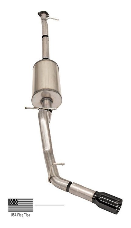 14928BLKUSA Sport Cat-Back Exhaust System Fits Select Late-Model Chevy Colorado ZR2 [Single Pro-Series Black Tip w/Etched Flag]