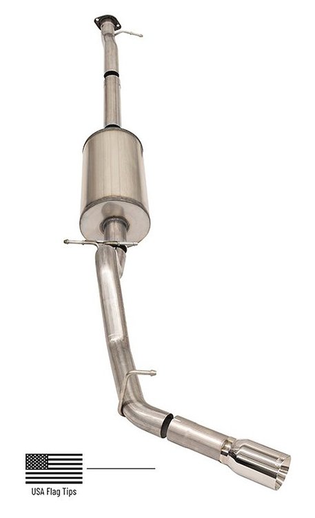 14928USA Sport Cat-Back Exhaust System Fits Select Late-Model Chevy Colorado ZR2 [Single Pro-Series Polished Tip w/Etched Flag]