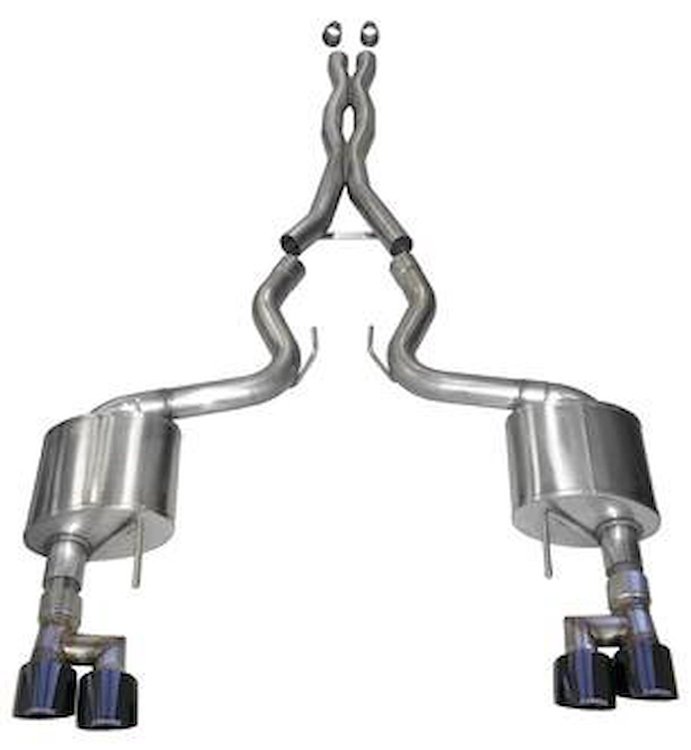 21042BLK Sport Cat-Back Exhaust System 2018-2019 Ford Mustang GT 5.0L V8 - Black Tips