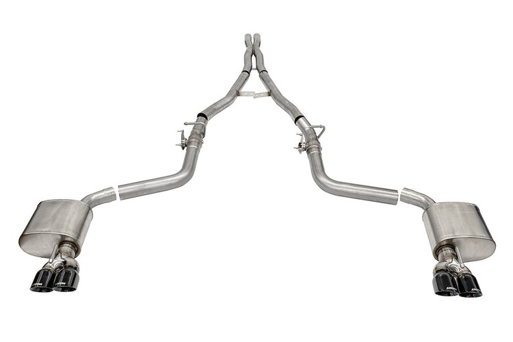 21070BLK Active Valve (NPP) Cat-Back Exhaust System for Fits Select Dodge Challenger 6.2L, 6.4L - Twin Black Tips