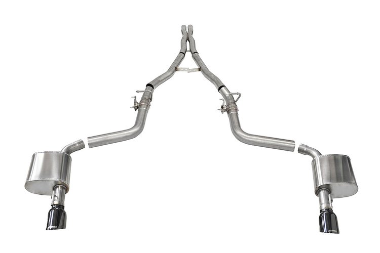 21072BLK Active Valve (NPP) Cat-Back Exhaust System Fits Select Dodge Challenger 6.2L, 6.4L - Single Black Tips