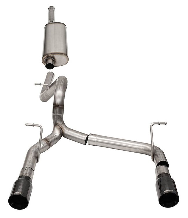 21124BLK Sport Cat-Back Exhaust System Fits Select Late-Model Jeep Wrangler JLU 3.6L V6 [Pro-Series Dual Black Tips]