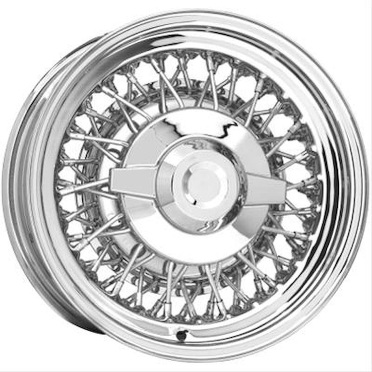 CHR564123D Wheel, 15x6 Chrysler Wire, 5x4 1/2" Bolt, 3.00" Backspace, Chrome/Stainless Spokes Finish