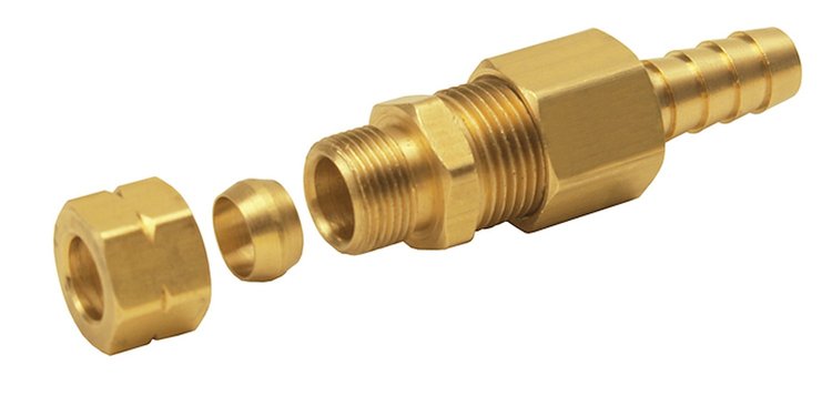 13032 Transmission Cooler Line/Compression Fitting Adapter 3/8 in. Tube to 3/8 in. NPT Hose Barb [Brass]