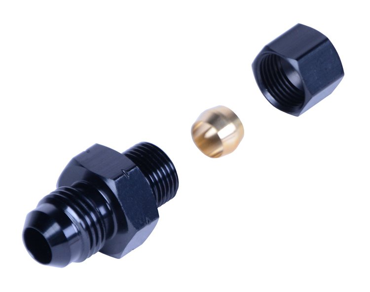13044 Transmission Cooler Line/Compression Fitting Adapter 5/16 in. Tube to -6AN Male [Black Anodized Finish]