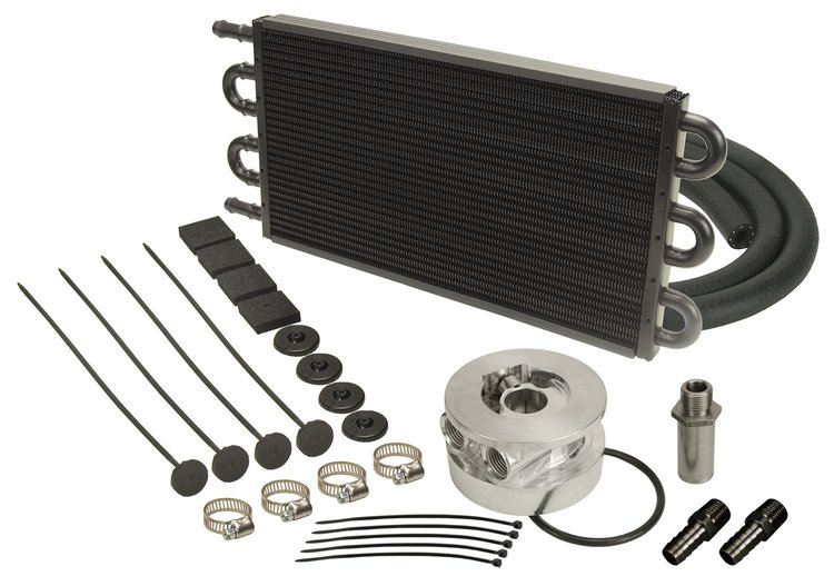 Engine Oil Cooler With Sandwich Adapter Kit Tube & Fin