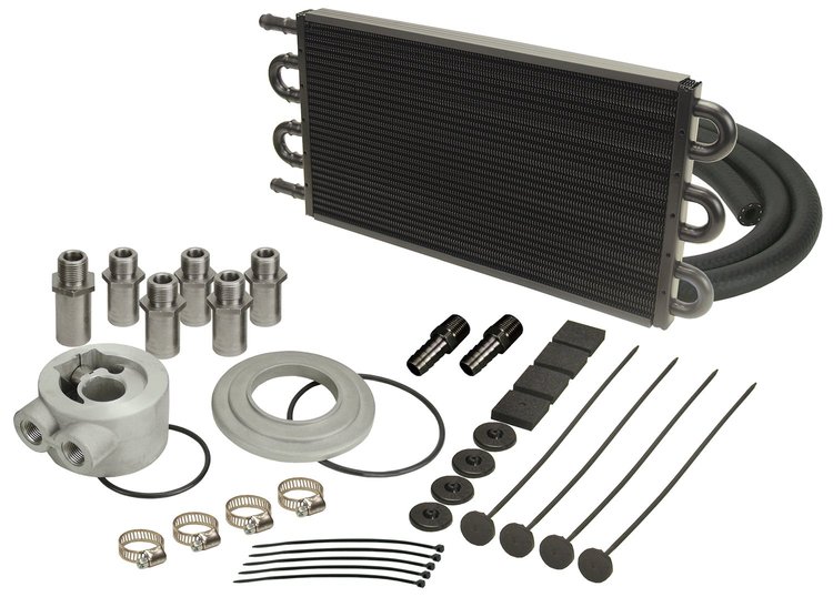 Engine Oil Cooler With Sandwich Adapter Kit Tube & Fin