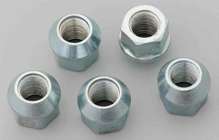 Conical Seat Bulge Lug Nuts 1/2" x 20 RH Open End Zinc Plated Steel 5/pkg