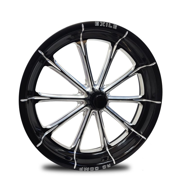 CS72234-02EP Exile Eclipse Prism Spindle-Mount Front Wheel [Size: 17" x 2.25"] Black Anodized w/ Polished/Machined Accents