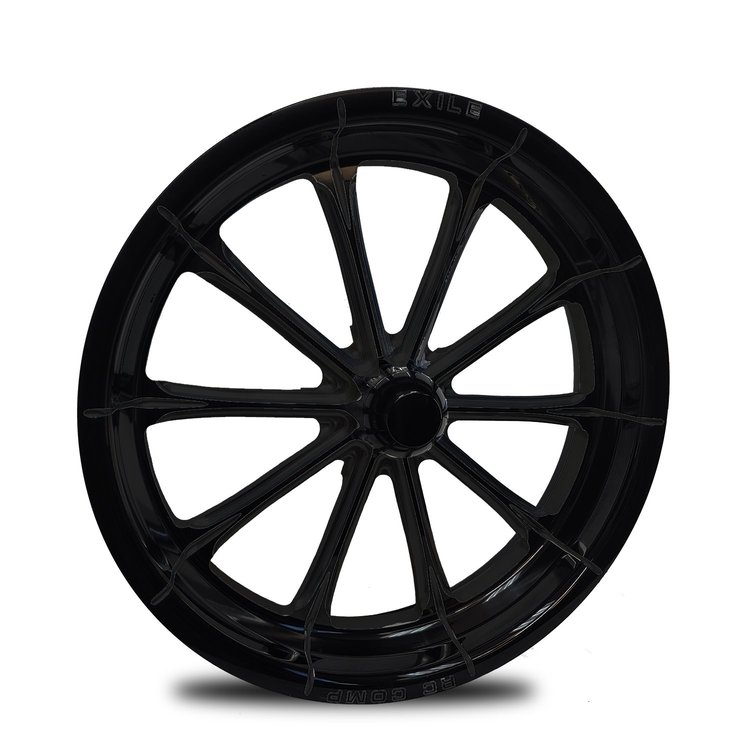 CS74004-02B Exile Black Spindle-Mount Front Wheel [Size: 17" x 4"] Solid Black