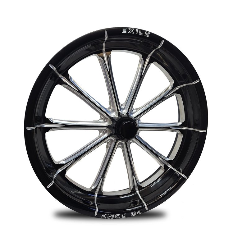 CS74004-02E Exile Eclipse Spindle-Mount Front Wheel [Size: 17" x 4"] Black Anodized w/ Machined Accents