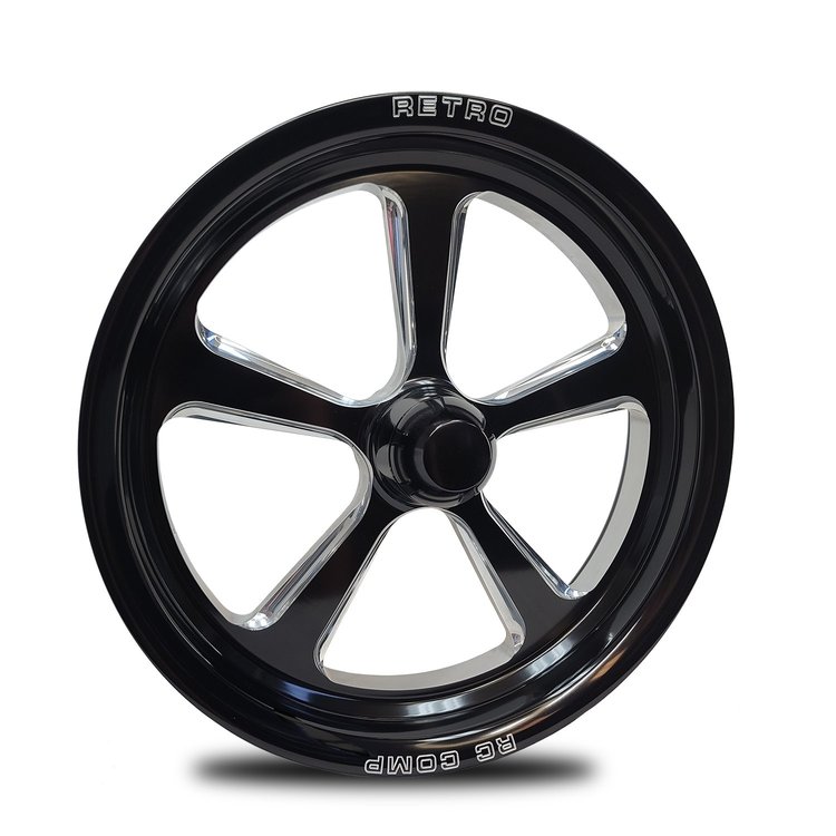 CS74004-10E Retro Eclipse Spindle-Mount Front Wheel [Size: 17" x 4"] Black Anodized w/ Machined Accents