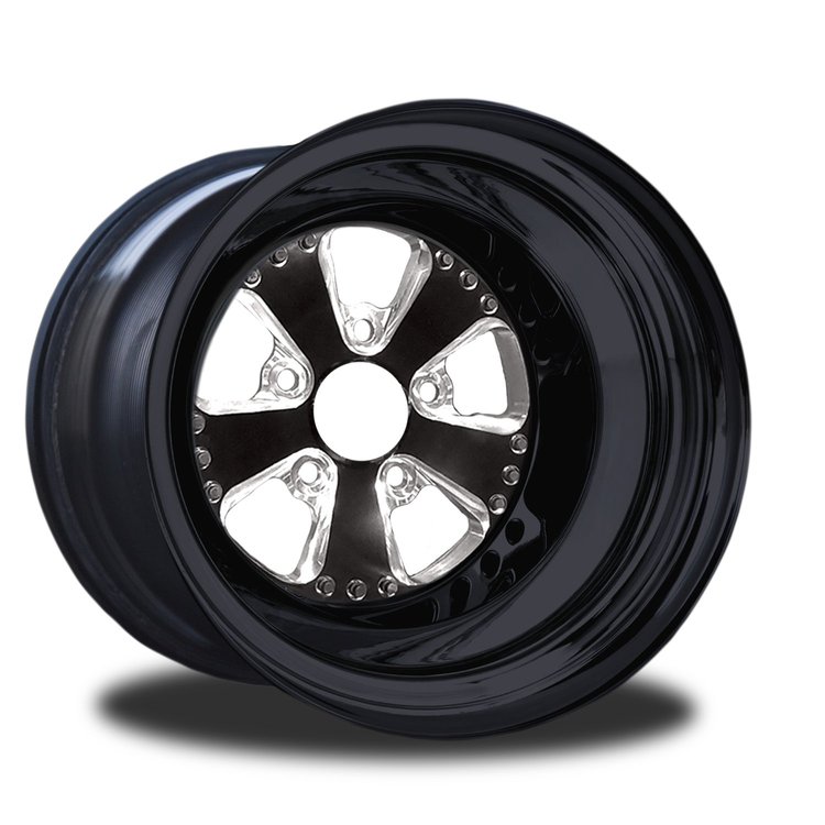CSB401B-10EP Retro Eclipse Prism Non-Beadlock Rear Wheel [Size: 15" x 8.50"] Black Anodized w/Pol/Mach Accents & Black Barrel
