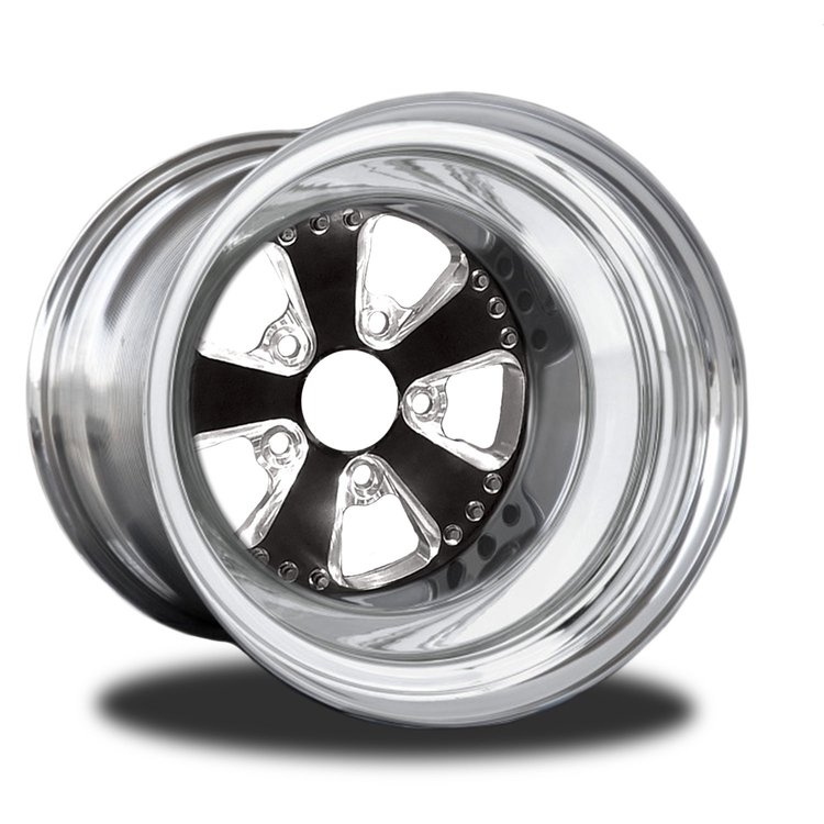 CSB502P-10EP Retro Eclipse Prism Non-Beadlock Rear Wheel [Size: 15" x 8.50"] Black Anodized w/ Polish/Mach Accents & Barrel