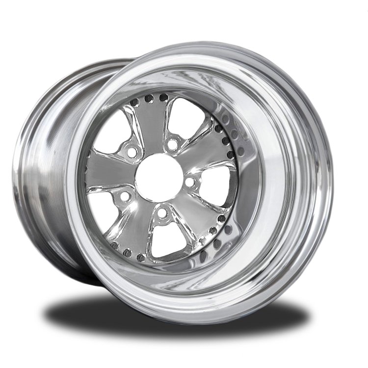 CSB502P-10P Retro Polished Non-Beadlock Rear Wheel [Size: 15" x 8.50"] Polished w/ Polished Barrel