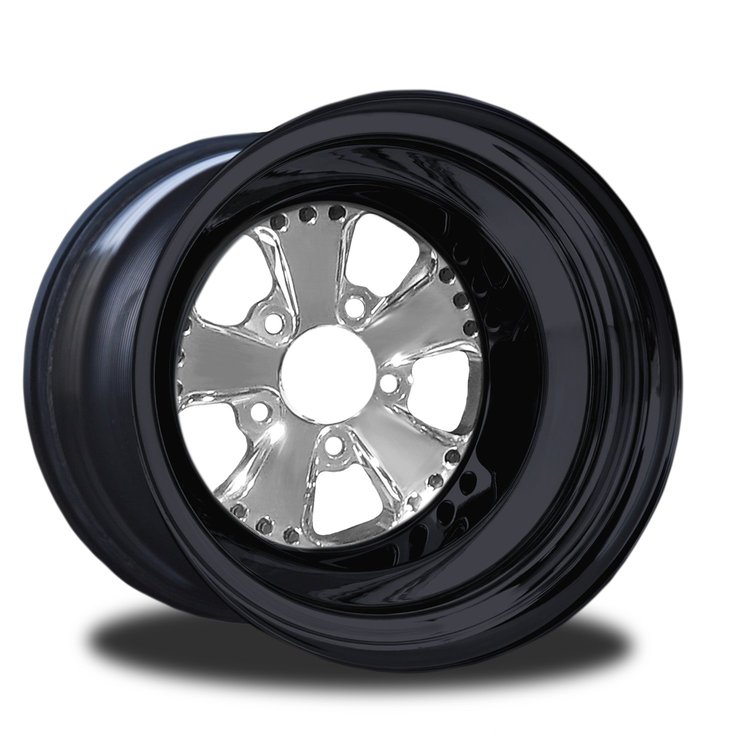 CSE401B-10P Retro Polished Non-Beadlock Rear Wheel [Size: 15" x 11"] Polished w/ Black Barrel